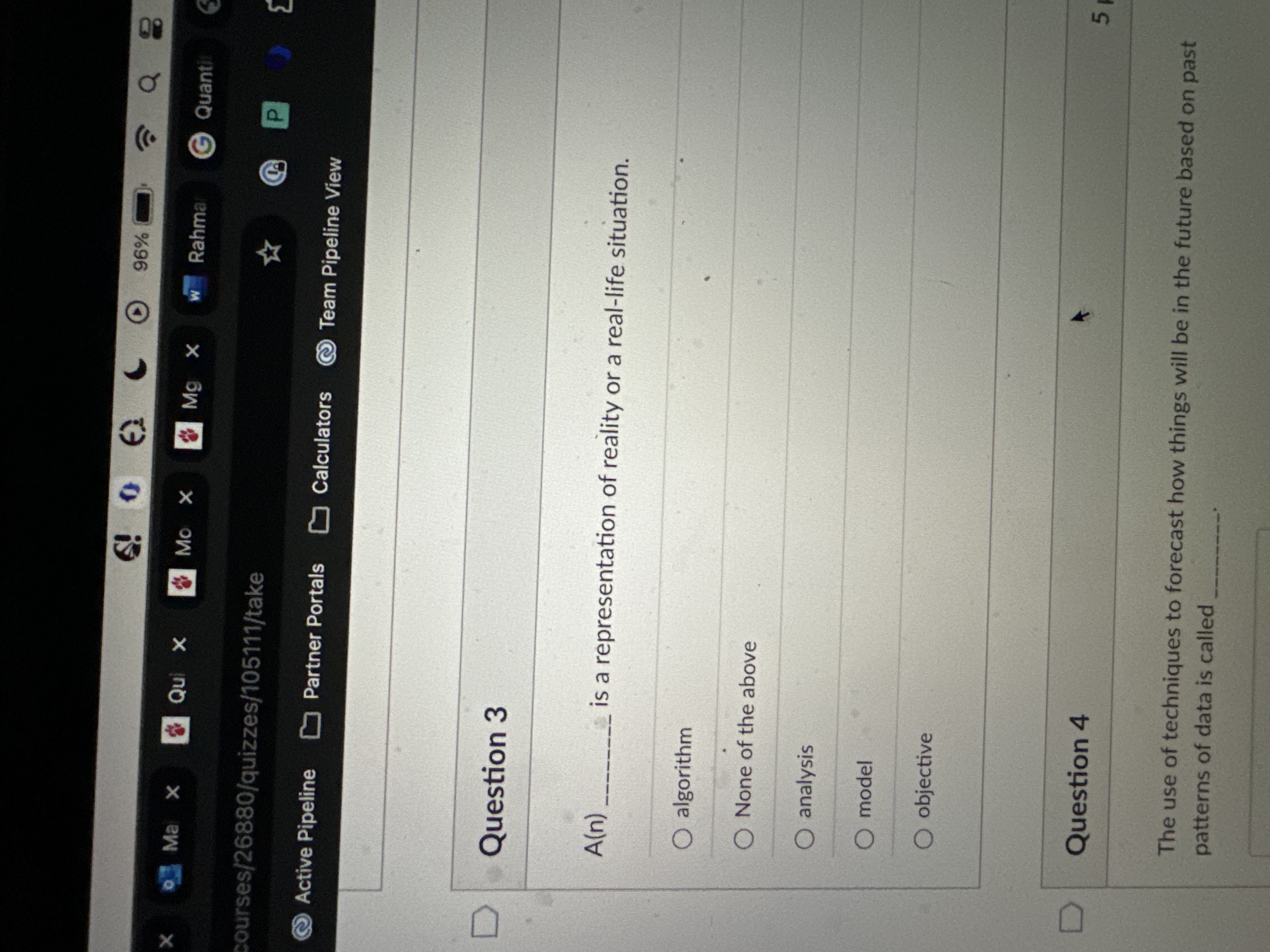 Solved Question 3A(n)is a representation of reality or a | Chegg.com