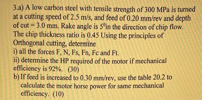 Solved 3.a) A low carbon steel with tensile strength of | Chegg.com