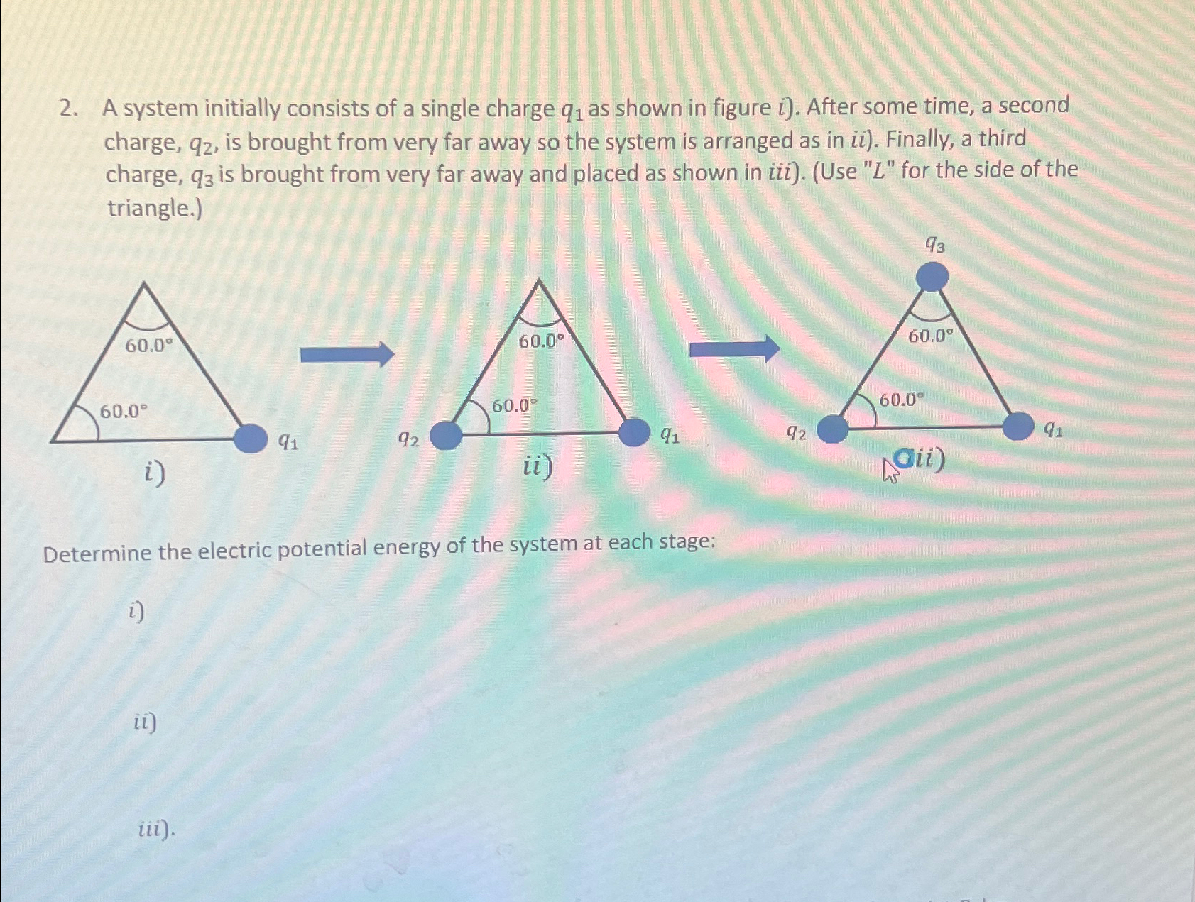 Solved A system initially consists of a single charge q1 ﻿as | Chegg.com