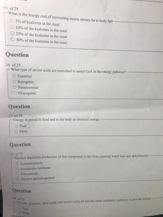 Solved 15 of 25 What is the energy cost of converting excess