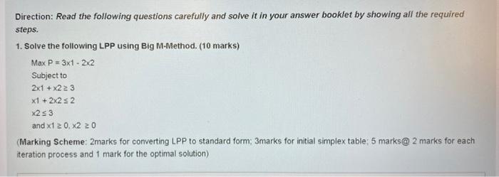 Solved Direction: Read the following questions carefully and | Chegg.com