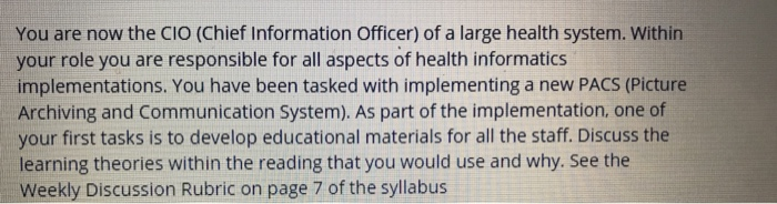 Solved You are now the CIO (Chief Information Officer) of a | Chegg.com