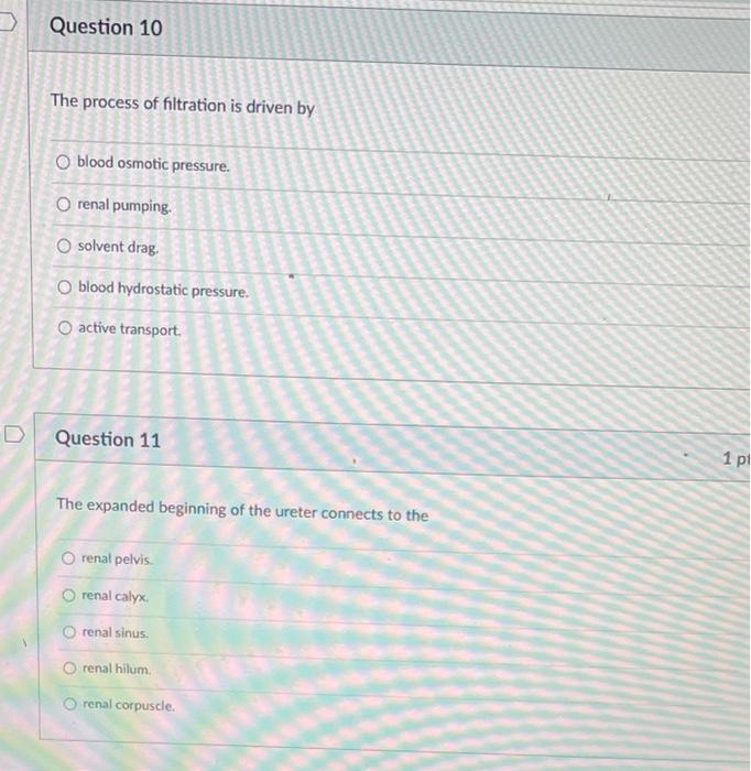 Solved Question 10 The process of filtration is driven by O | Chegg.com