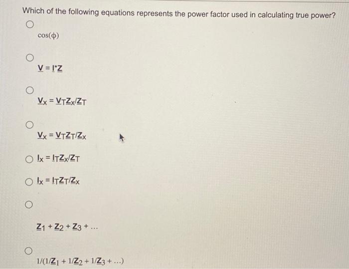 Solved Which of the following equations represents the power | Chegg.com