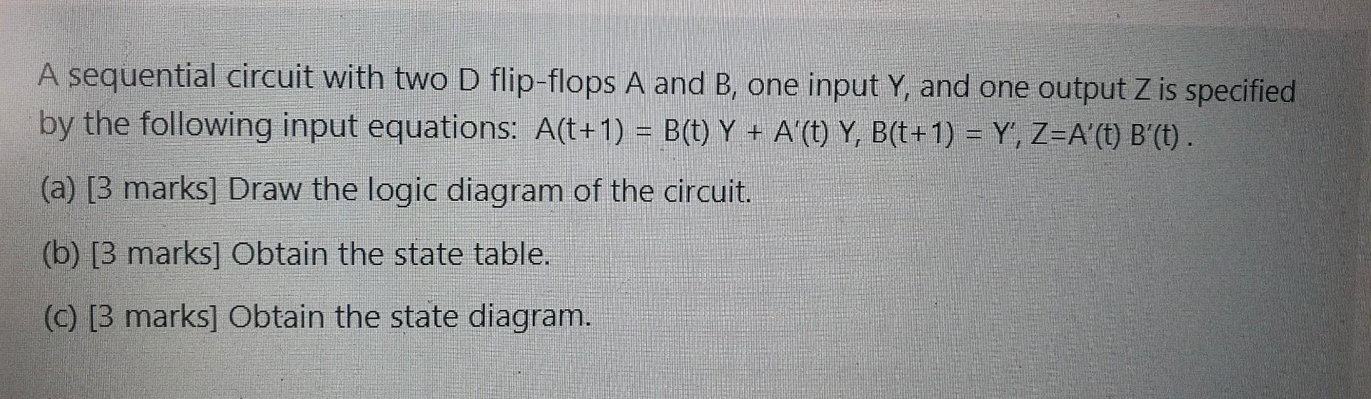 Solved A Sequential Circuit With Two D Flip-flops A And B, | Chegg.com