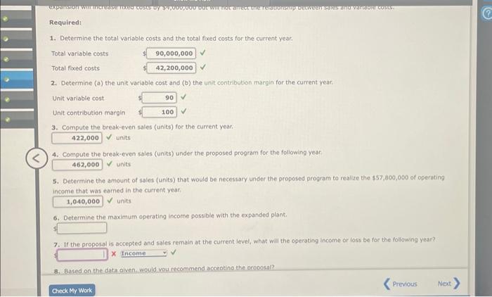 Solved Required: 1. Determine the total variable costs and | Chegg.com