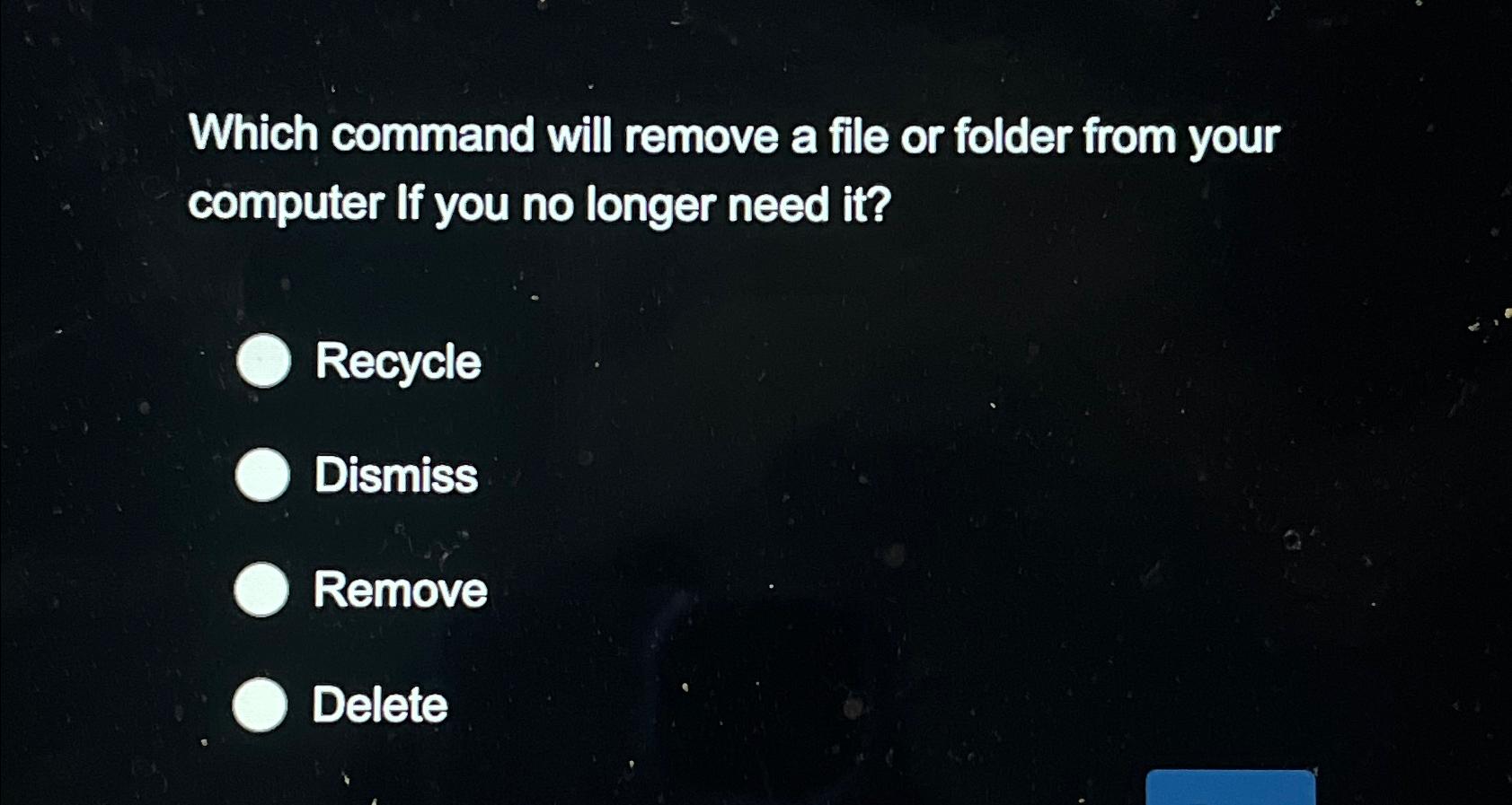 Solved Which command will remove a file or folder from your | Chegg.com