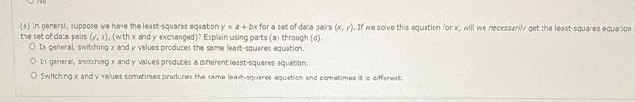Solved (a) Suppose you are given the following (x,y) data | Chegg.com