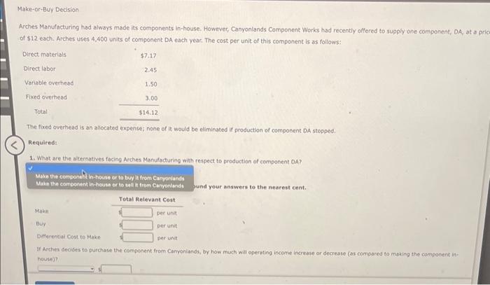 solved-arches-manufacturing-had-always-made-its-components-chegg