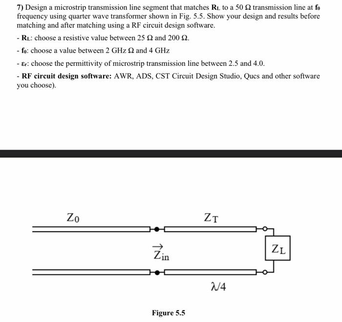 7) Design a microstrip transmission line segment that | Chegg.com