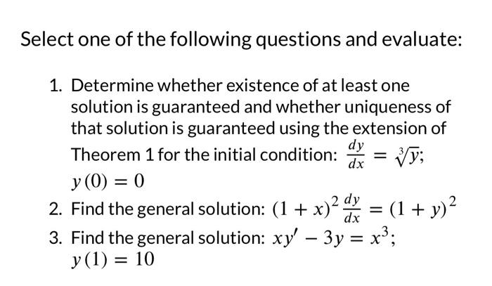 Solved Select one of the following questions and evaluate: | Chegg.com