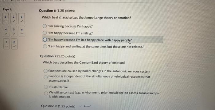 Solved Which best characterizes the James-Lange theory or | Chegg.com