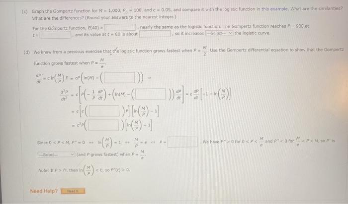 Solved Another Model For A Growth Function For A Limited | Chegg.com