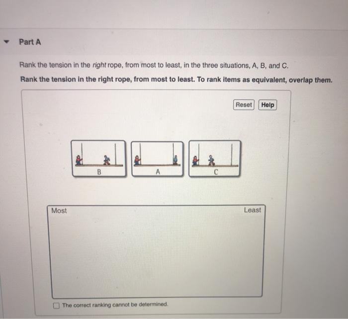 Solved Part A Rank the tension in the right rope, from most | Chegg.com