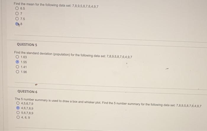 Solved Find the mean for the following data set: | Chegg.com