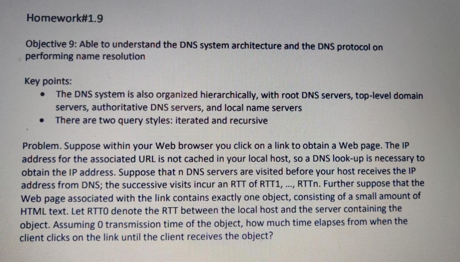 Homework#1.9 Objective 9: Able To Understand The DNS | Chegg.com