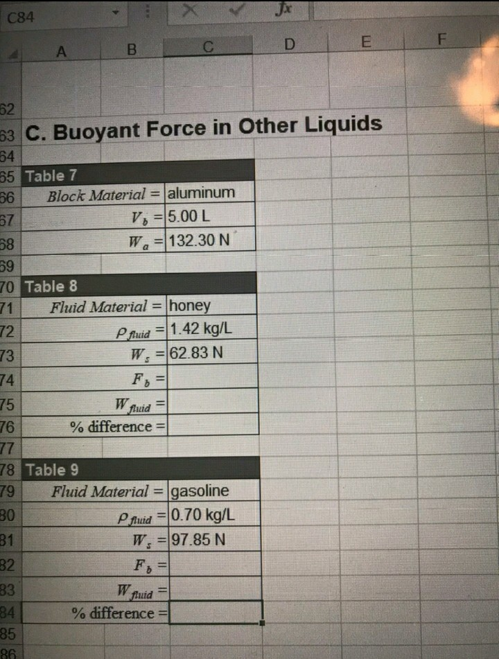 Solved C84 1 Elf A 57 58 62 63 C Buoyant Force In Other Chegg Com