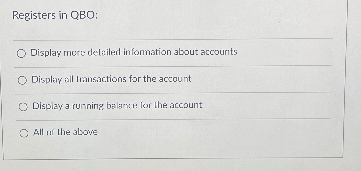 Solved Registers in QBODisplay more detailed information