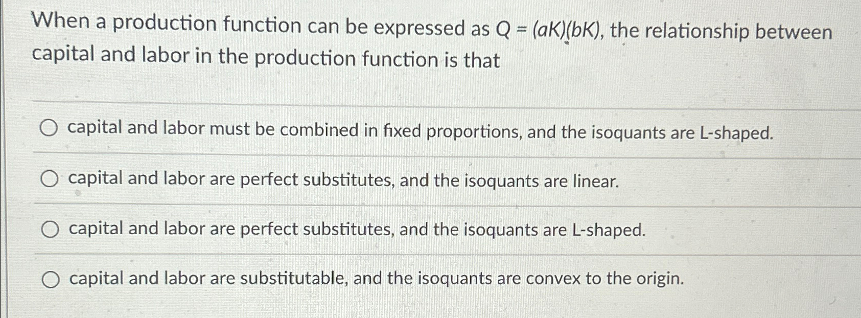 Solved When a production function can be expressed as | Chegg.com