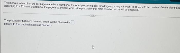 Solved The mean number of errors per page made by a member | Chegg.com