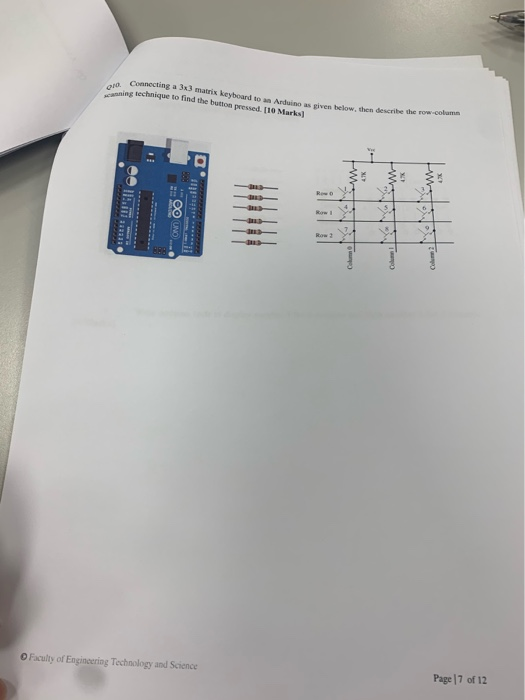 Connecting a 3x3 matrix keyboard to an Arduino as | Chegg.com