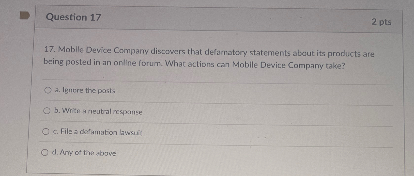 Solved Question 172 ﻿pts17. ﻿Mobile Device Company discovers