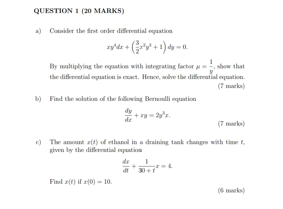 Solved QUESTION 1 (20 ﻿MARKS)a) ﻿Consider the first order | Chegg.com
