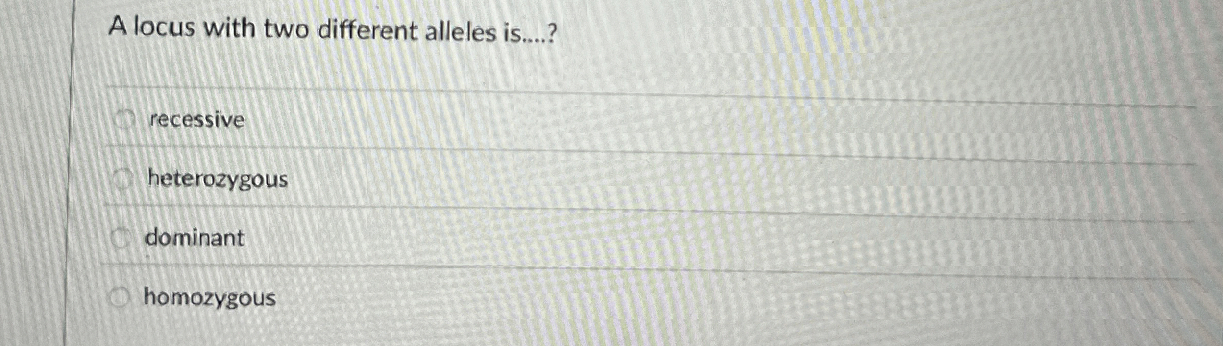 Solved A locus with two different alleles | Chegg.com