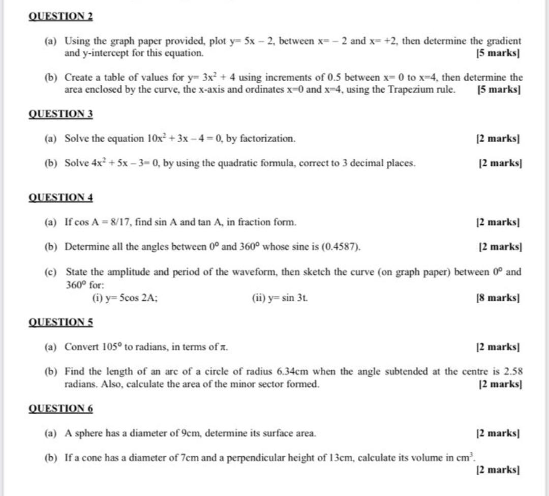 Solved QUESTION 2 (a) Using the graph paper provided, plot | Chegg.com