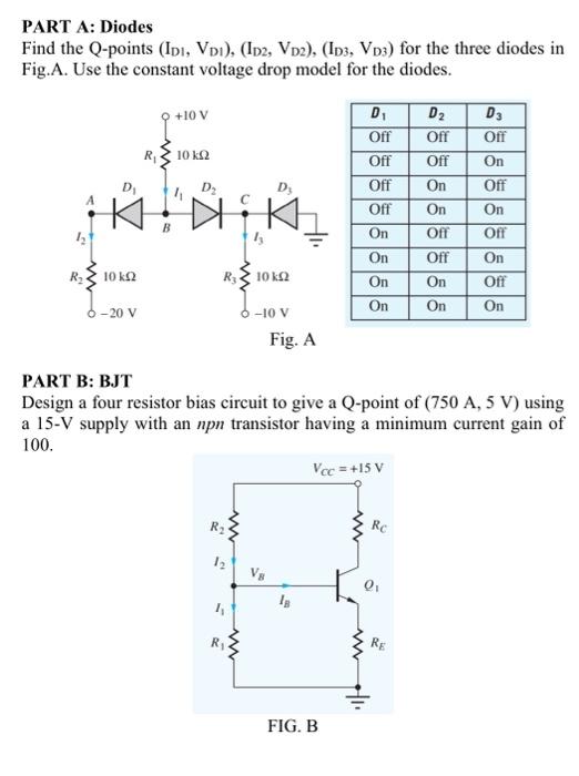 Solved PART A Diodes Find the Qpoints ( ID1, VD1),(ID2,