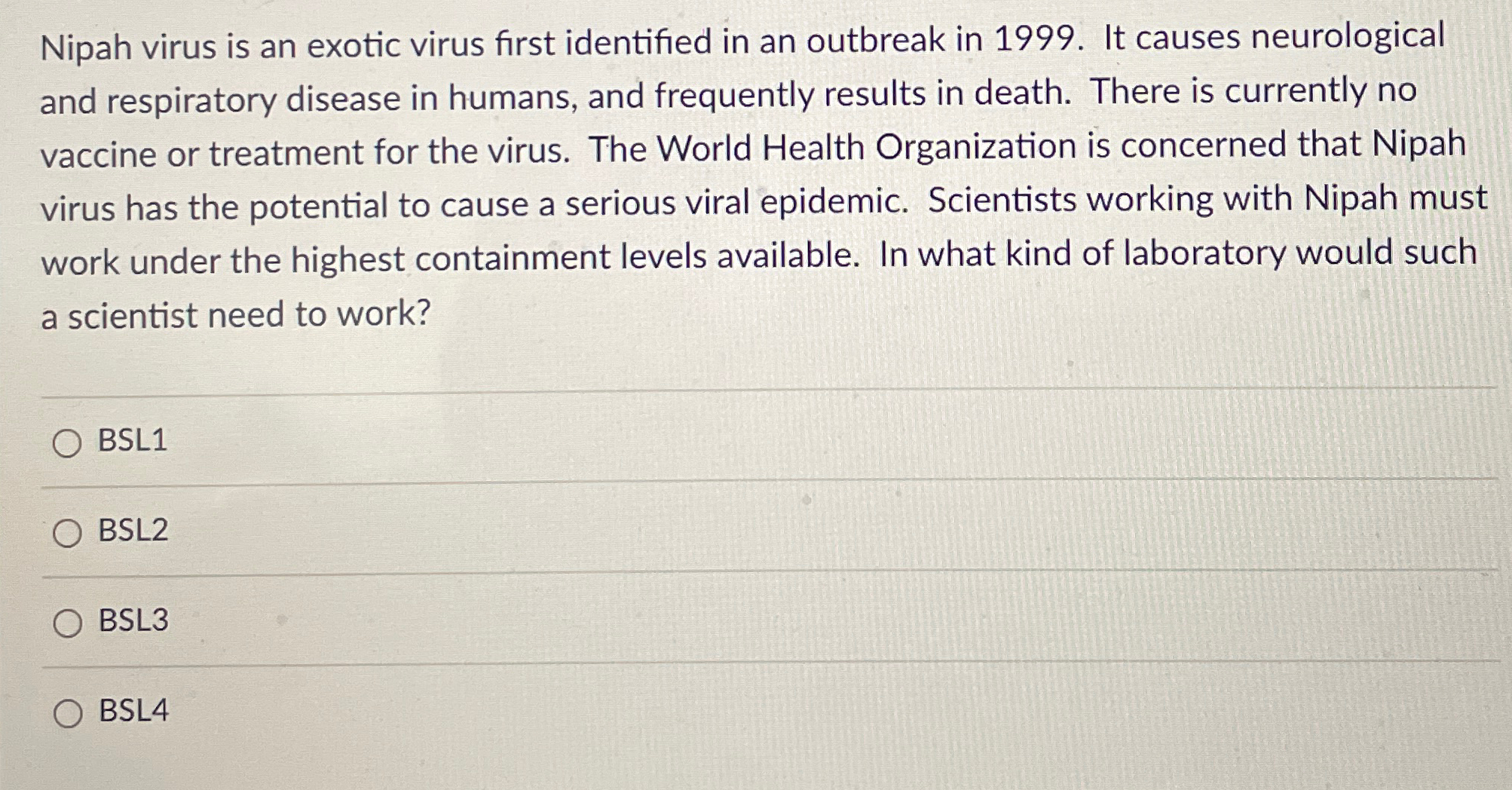 Solved Nipah virus is an exotic virus first identified in an
