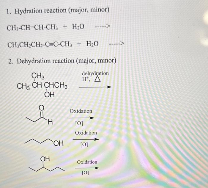 Solved Confused on how to hydration/dehydration rxn's, as | Chegg.com