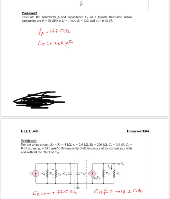 Solved Problem 3 Calculate The Bandwidth Fe And Capacitan Chegg Com