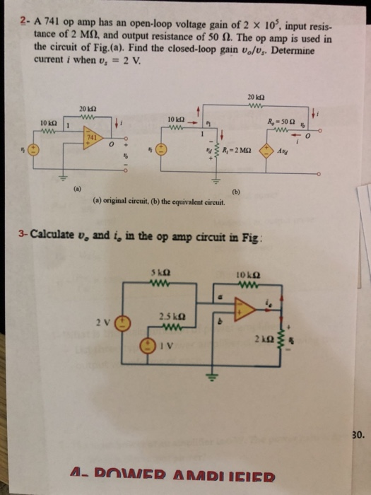 Solved 2- A 741 op amp has an open-loop voltage gain of 2 X | Chegg.com
