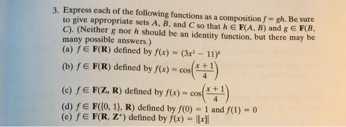 Solved 3. Express each of the following functions as a | Chegg.com