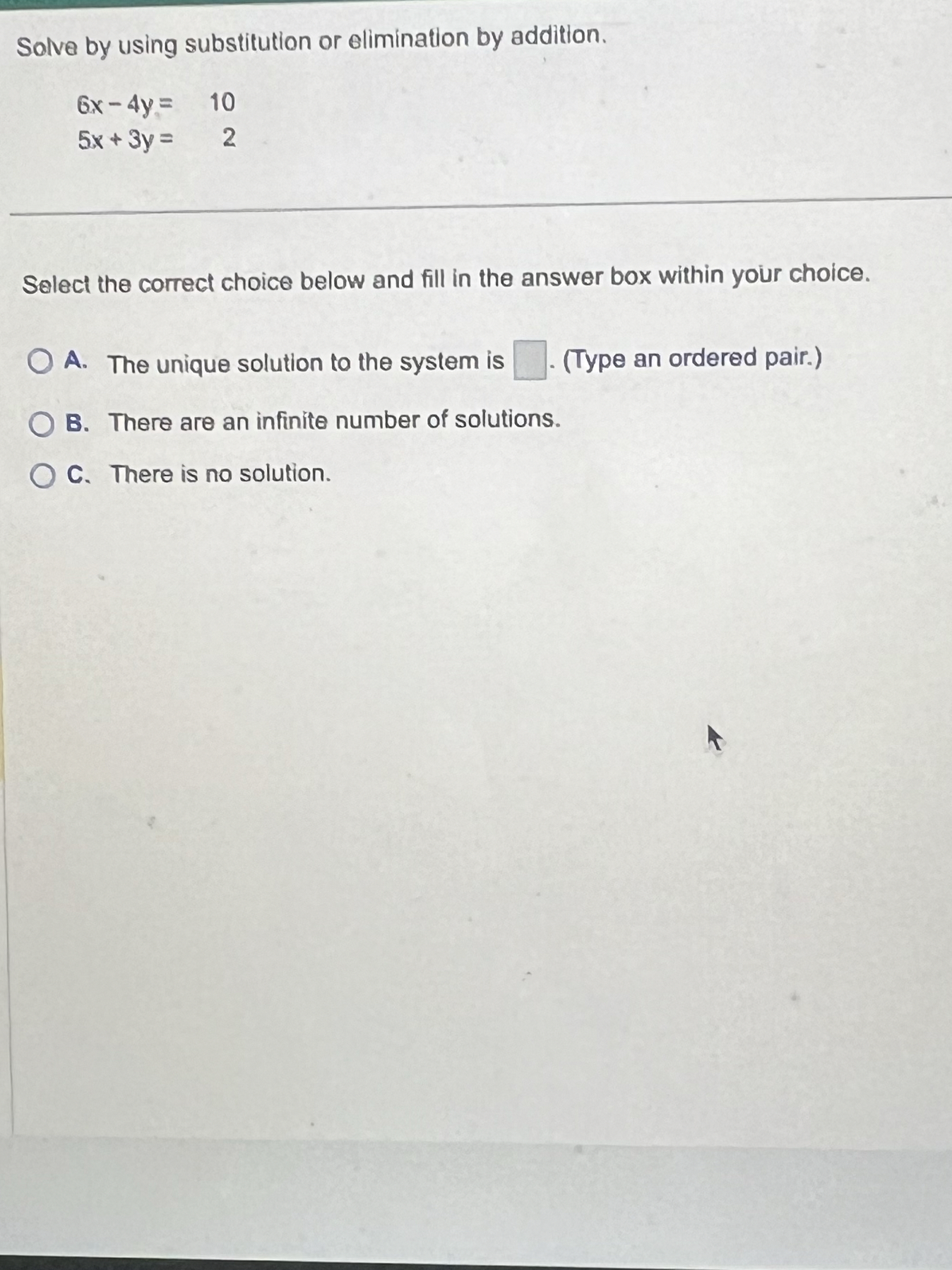 Solved Solve by using substitution or elimination by | Chegg.com