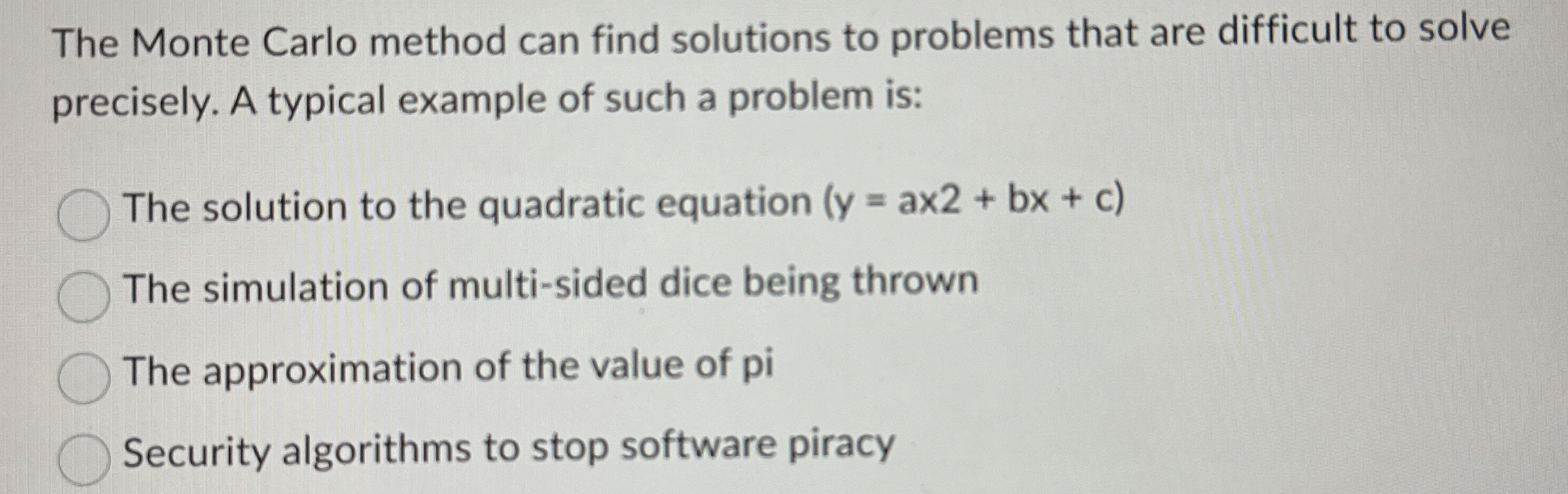 Solved The Monte Carlo method can find solutions to problems | Chegg.com