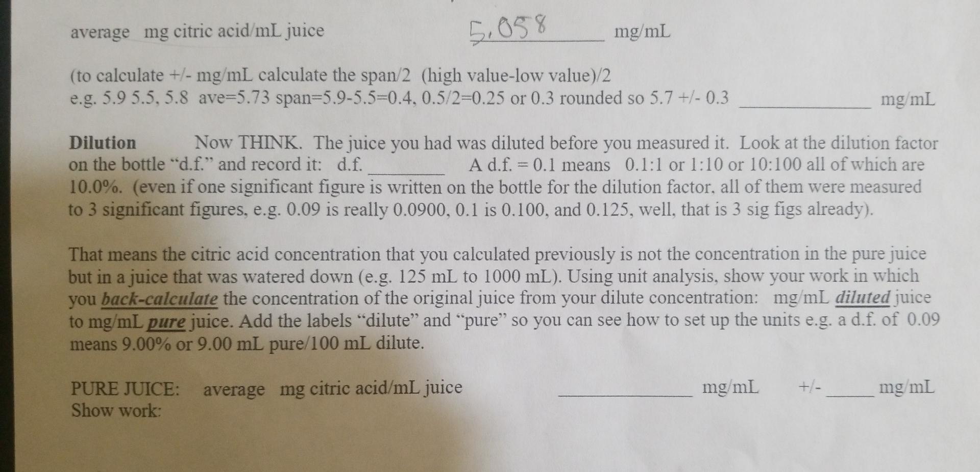 Solved (Do a sample calculation for one trial here using