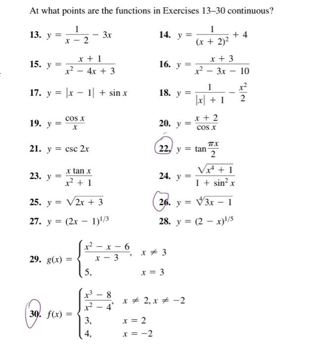 Solved At what points are the functions in Exercises 13−30 | Chegg.com