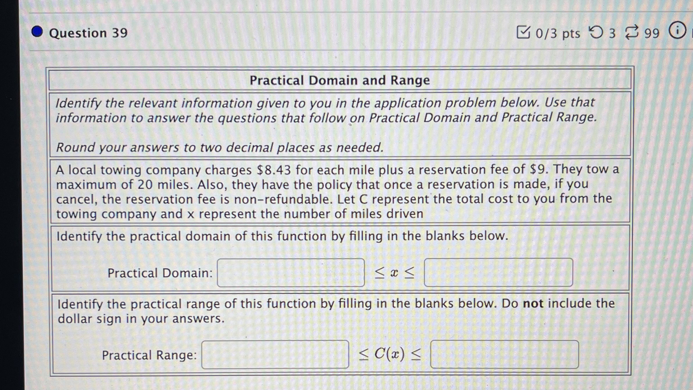 Solved Practical Domain and RangeIdentify the relevant | Chegg.com