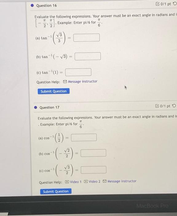 Solved Evaluate the following expressions. Your answer must | Chegg.com