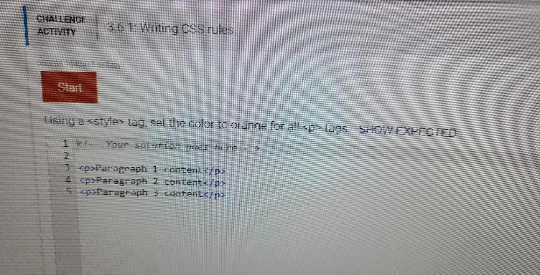 Solved CHALLENGE ACTIVITY 3.6.1: Writing CSS rules. | Chegg.com