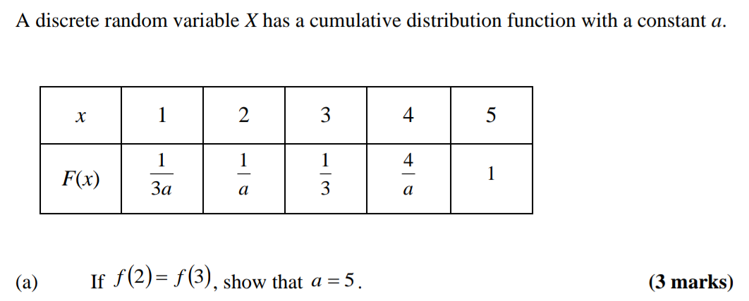 Solved A discrete random variable X has a cumulative | Chegg.com