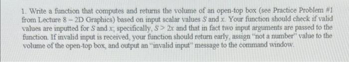 Solved 1. Write a function that computes and returns the | Chegg.com