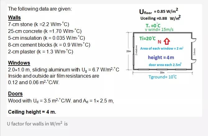 Solved Ufloor 0 85 W M2 Uceiling 0 W M T 0 C V W Chegg Com