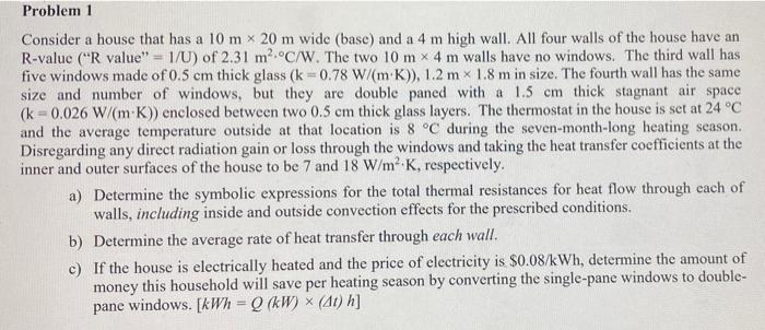 Solved Consider a house that has a 10 m×20 m wide (base) and | Chegg.com