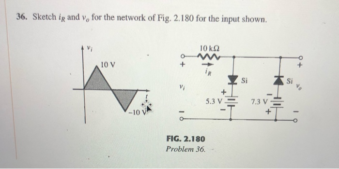 Solved 36. Sketch ig and vo for the network of Fig. 2.180 | Chegg.com