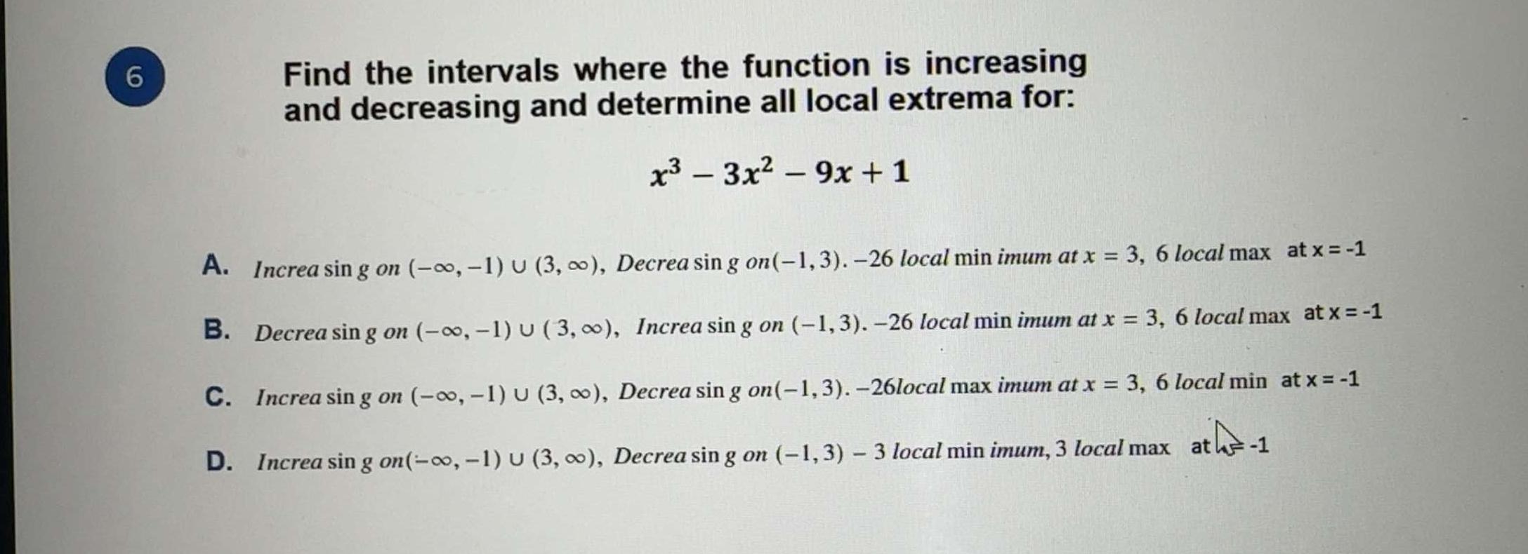 Solved Find the intervals where the function is increasing | Chegg.com