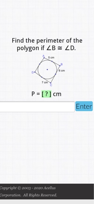 Solved Find the perimeter of the polygon if ZBZ ZD. ↑ 5cm 7