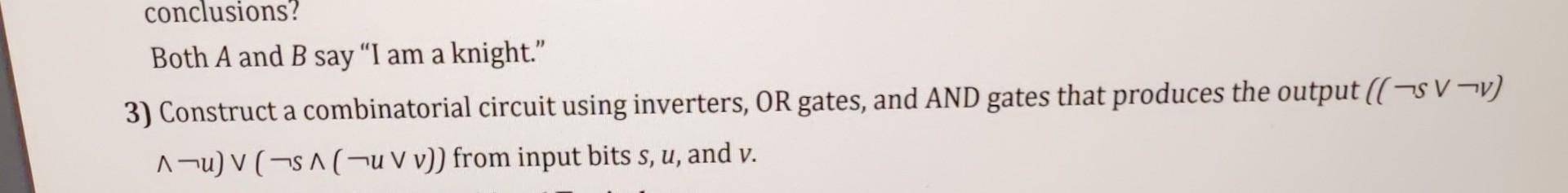 3) Construct a combinatorial circuit using inverters, | Chegg.com